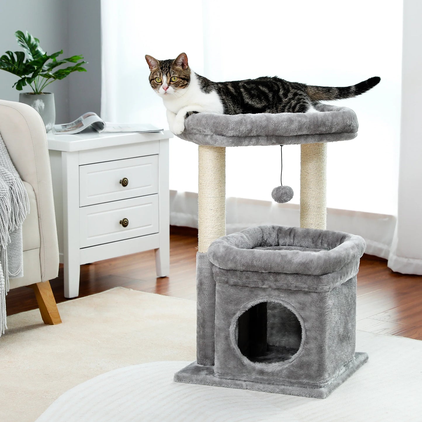 27" Cat Tree Tower | Multi-Level Cat Condo with Scratching Posts
