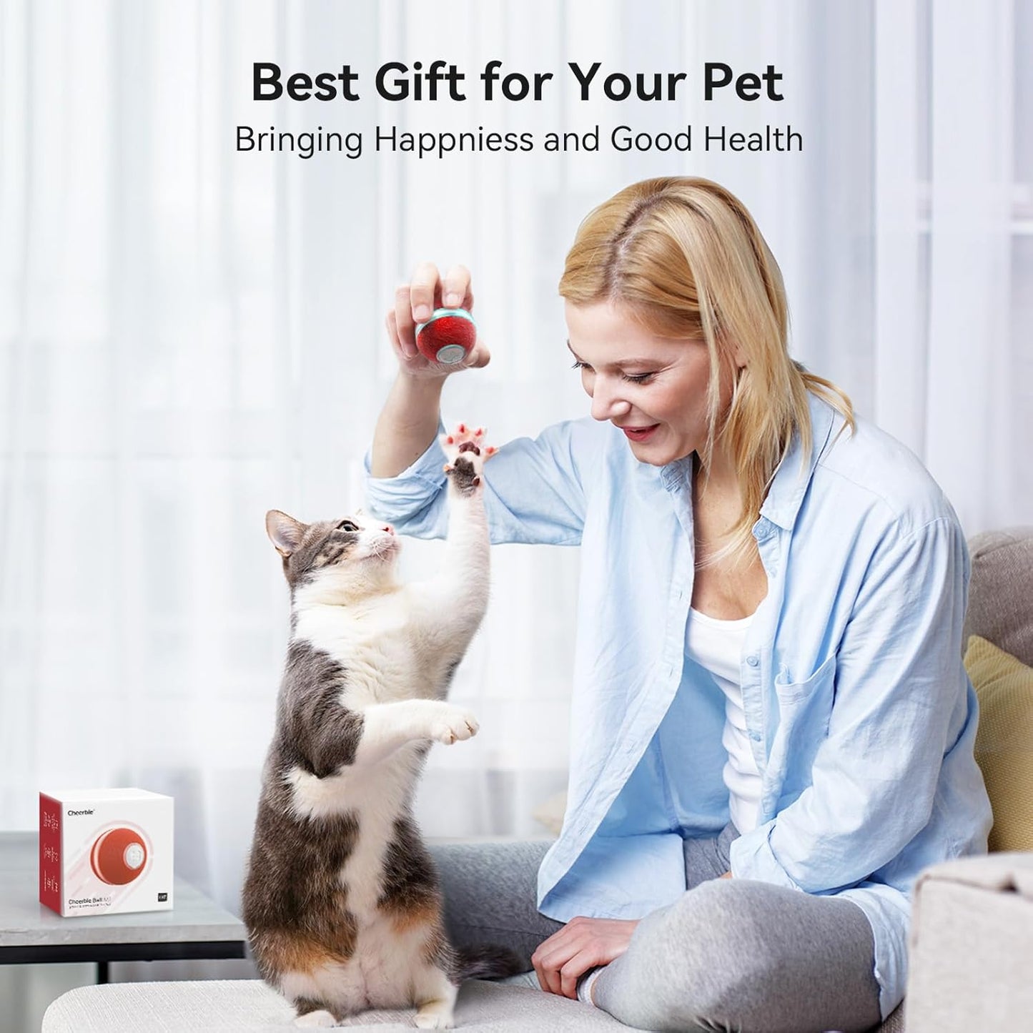 Interactive Rolling Cat Ball | Automatic Moving Toy with LED Light
