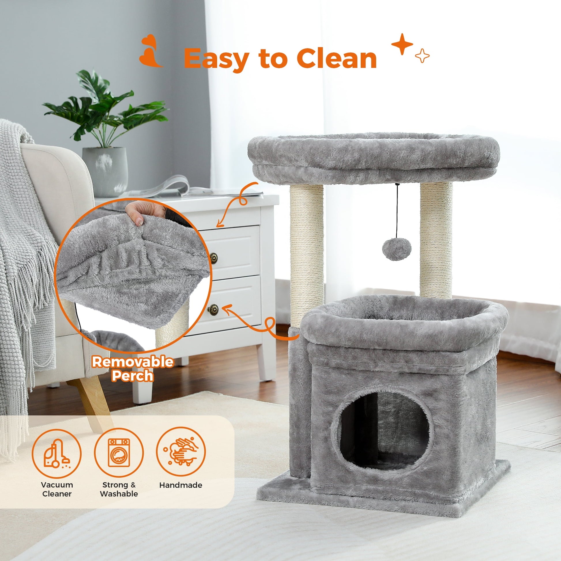 27" Cat Tree Tower | Multi-Level Cat Condo with Scratching Posts