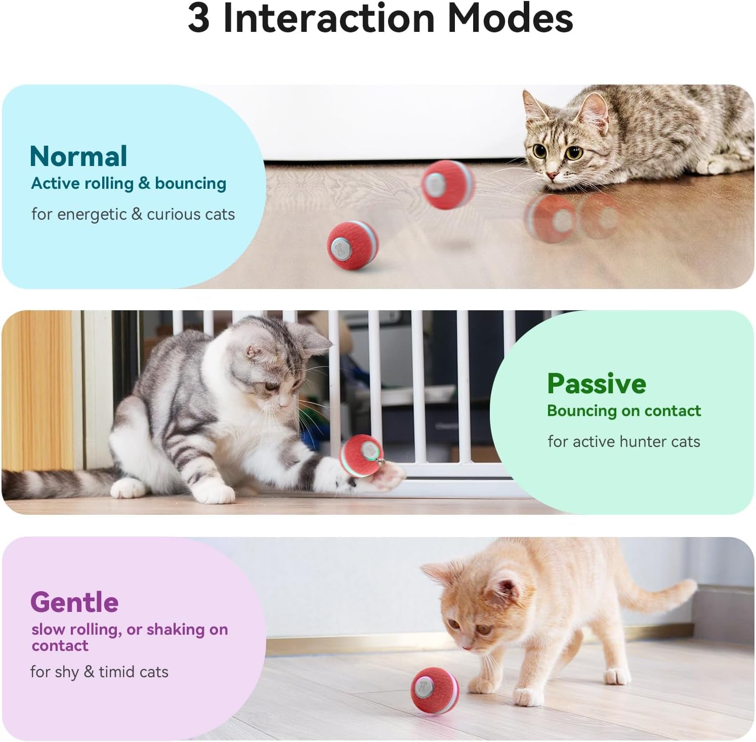 Interactive Rolling Cat Ball | Automatic Moving Toy with LED Light
