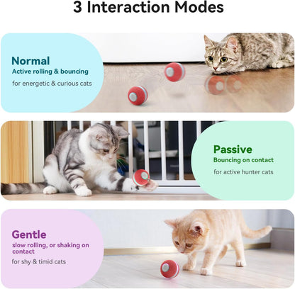 Interactive Rolling Cat Ball | Automatic Moving Toy with LED Light