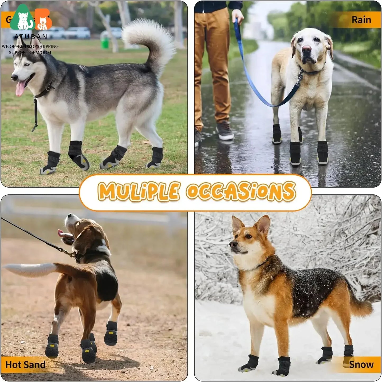 Waterproof Dog Boots | Protective Shoes for Medium & Large Dogs