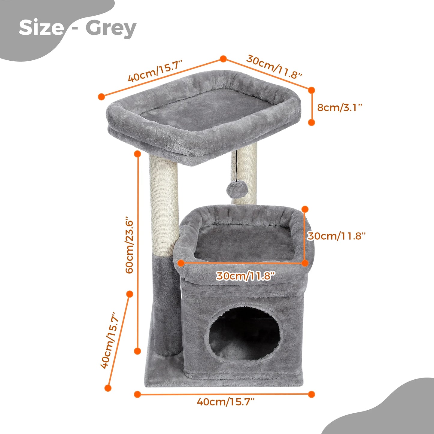 27" Cat Tree Tower | Multi-Level Cat Condo with Scratching Posts