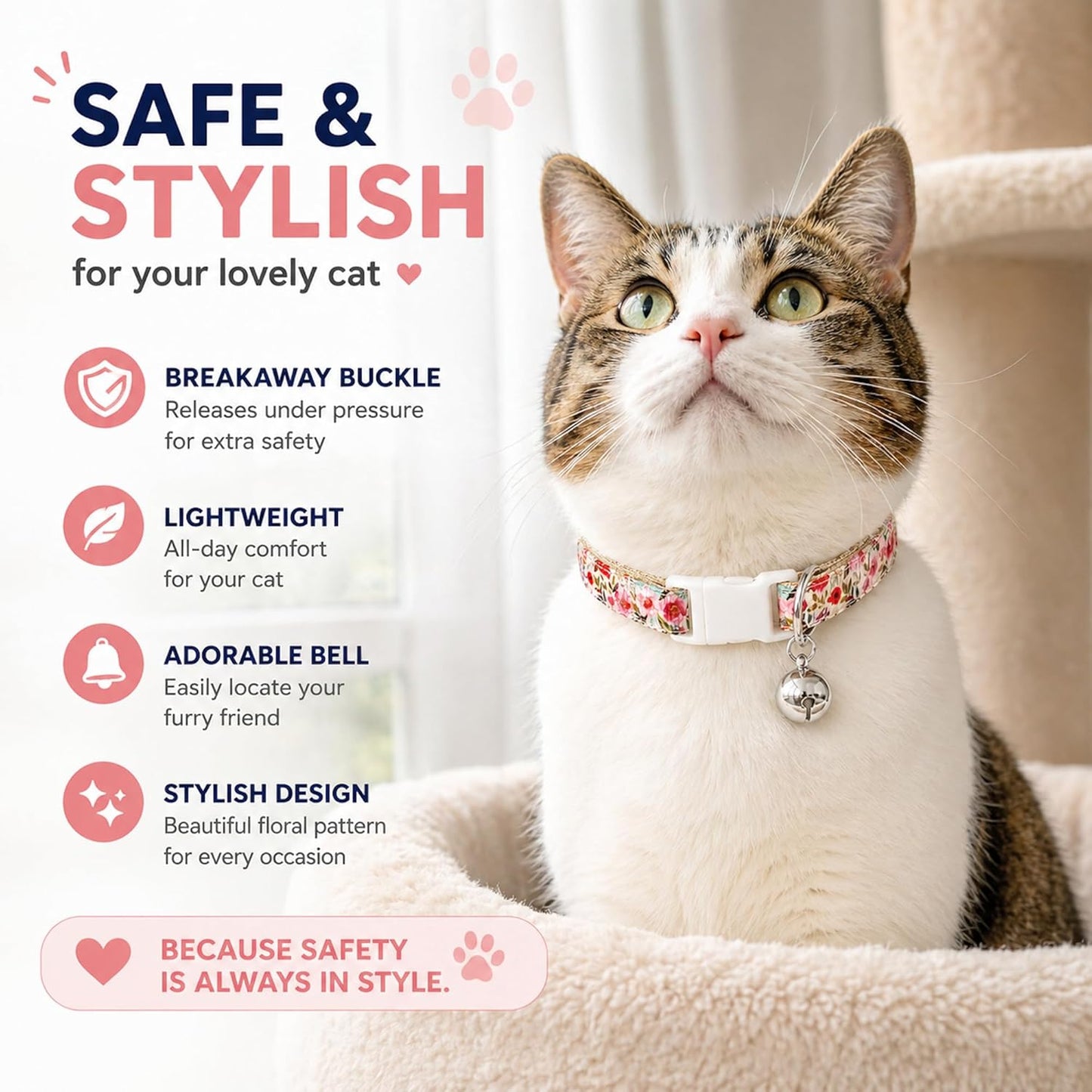Summer Blooms Pet Collar | Adjustable Floral Collar for Cats, Puppies & Dogs