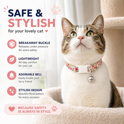 Summer Blooms Pet Collar | Adjustable Floral Collar for Cats, Puppies & Dogs