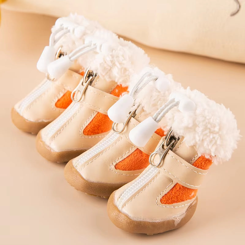 Winter Dog Boots Set | 4-Piece Anti-Slip Warm Boots for Small Dogs