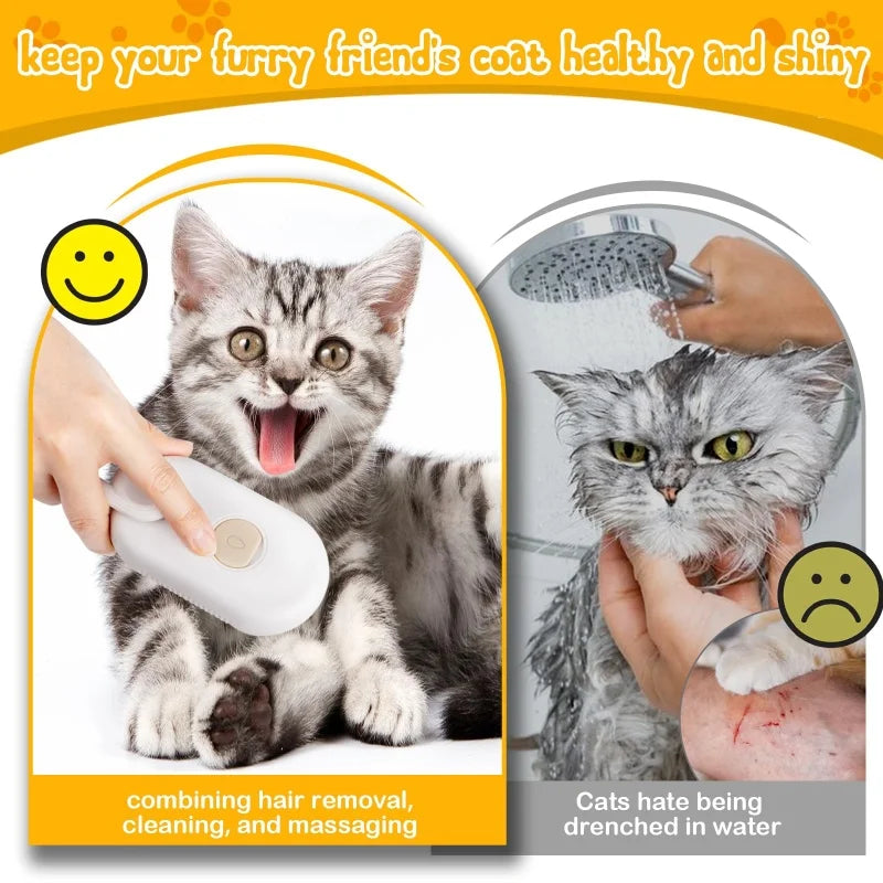 3-in-1 Steam Grooming Brush | Electric Pet Brush for Shedding & Massage