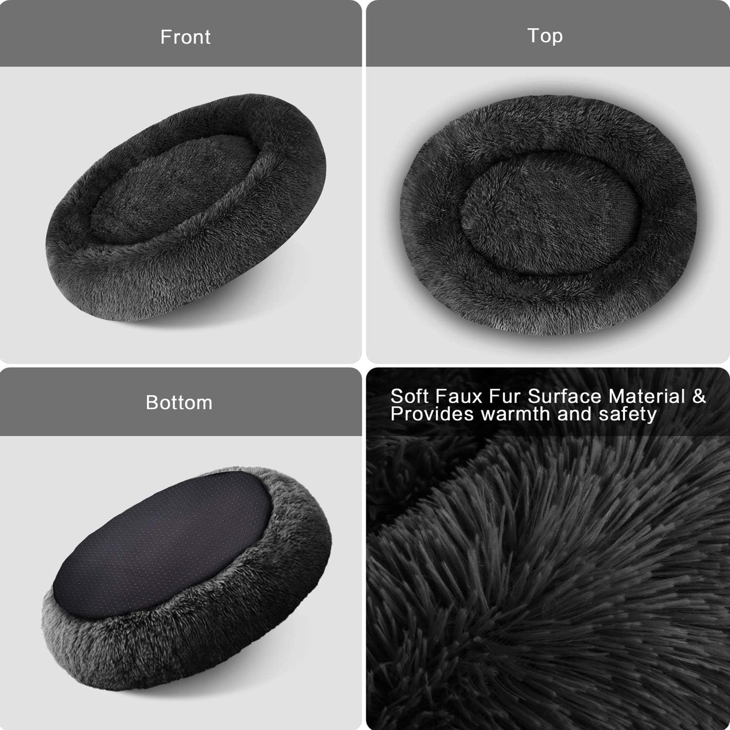 Luxury Calming Donut Dog Bed | Ultra Soft Faux Fur Self-Warming Bed