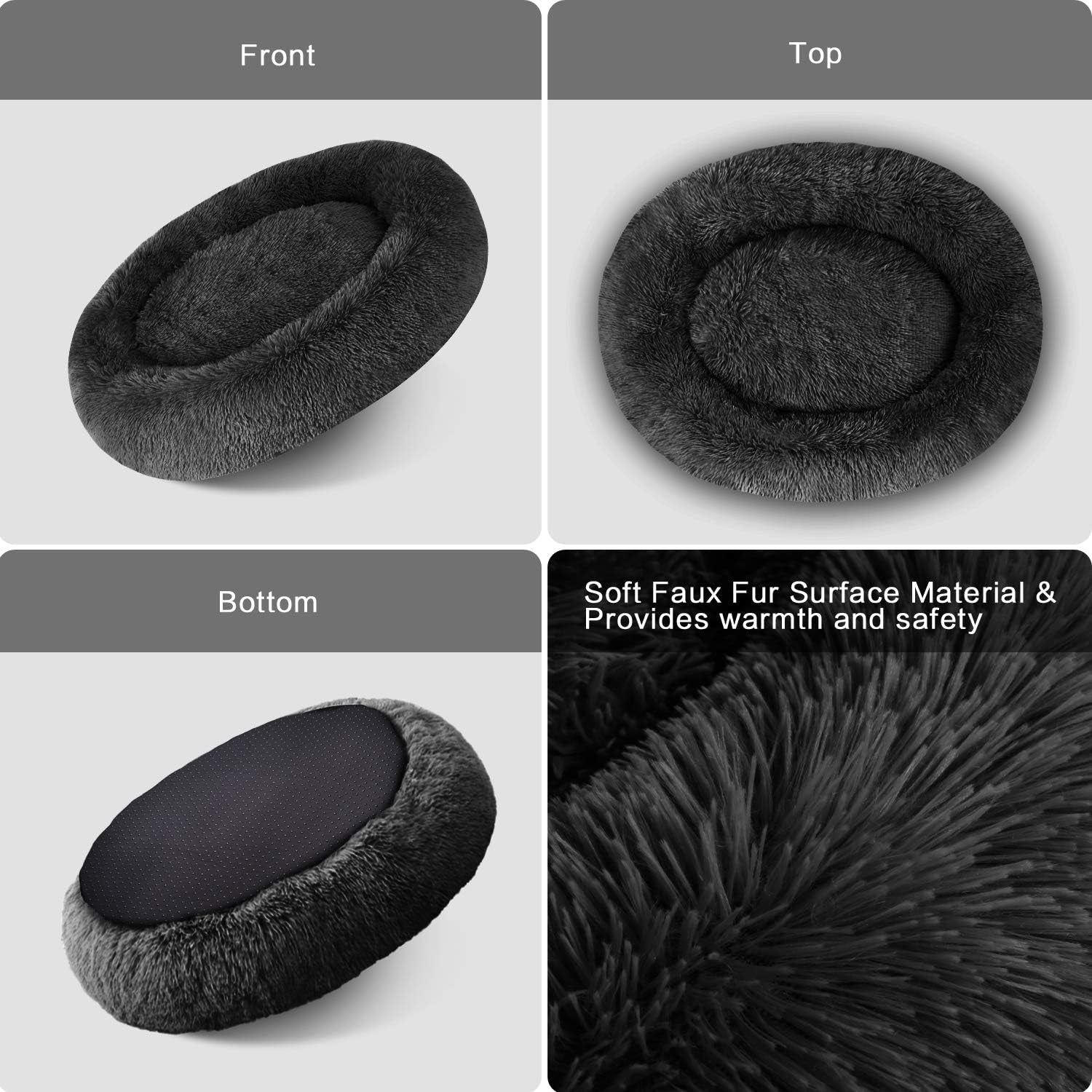 Luxury Calming Donut Dog Bed | Ultra Soft Faux Fur Self-Warming Bed