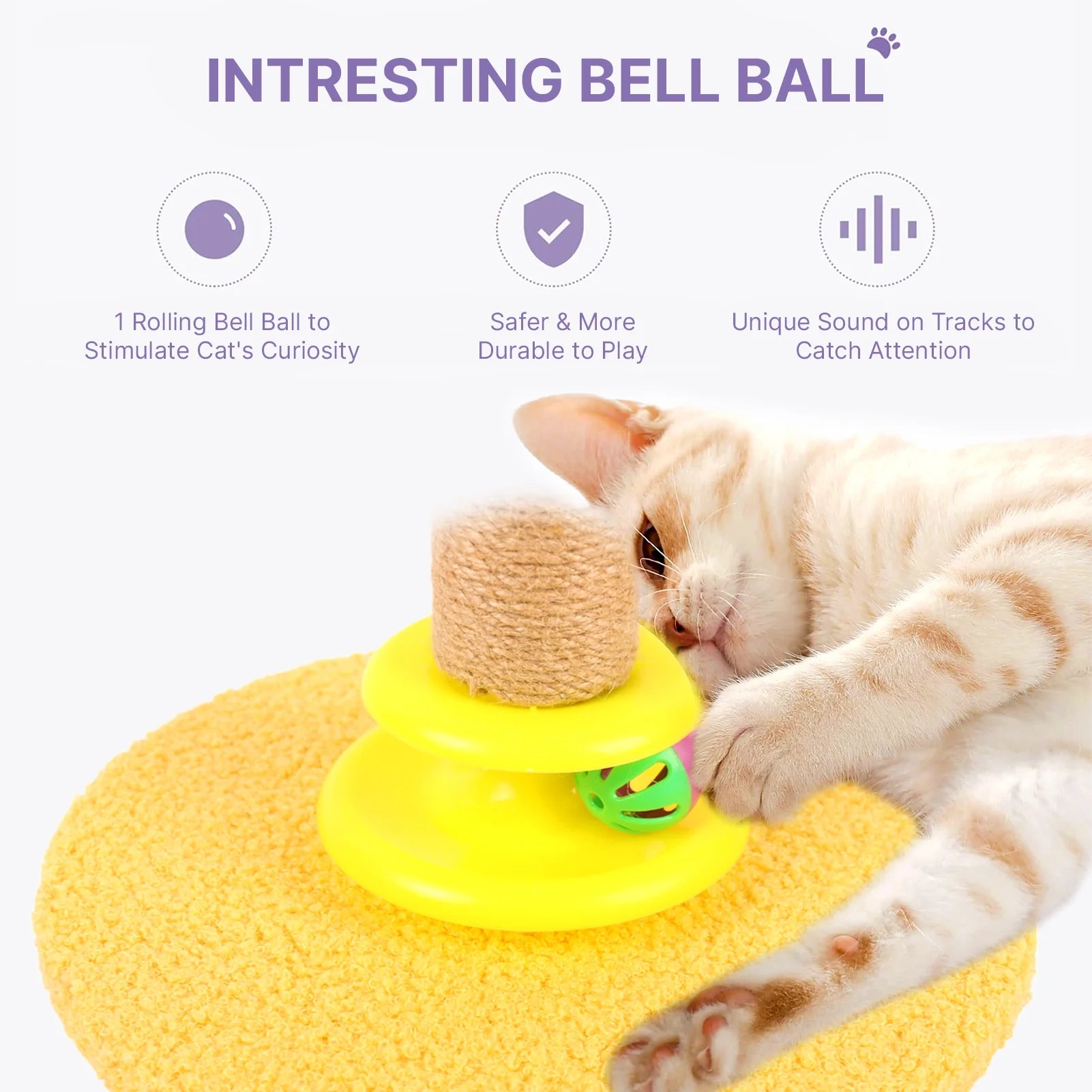 Sisal Cat Scratching Post | Interactive Scratcher with Hanging Toys