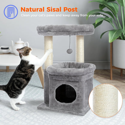 27" Cat Tree Tower | Multi-Level Cat Condo with Scratching Posts