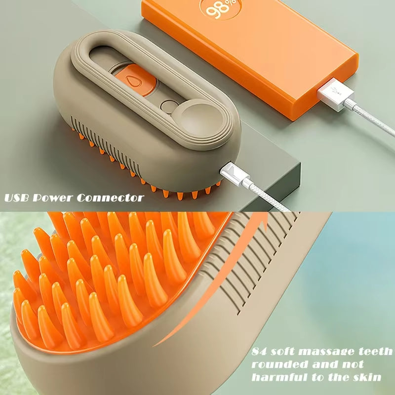 3-in-1 Steam Grooming Brush | Electric Pet Brush for Shedding & Massage
