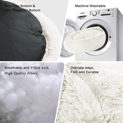 Fluffy Calming Dog Bed | Ultra Soft Washable Donut Bed for Dogs