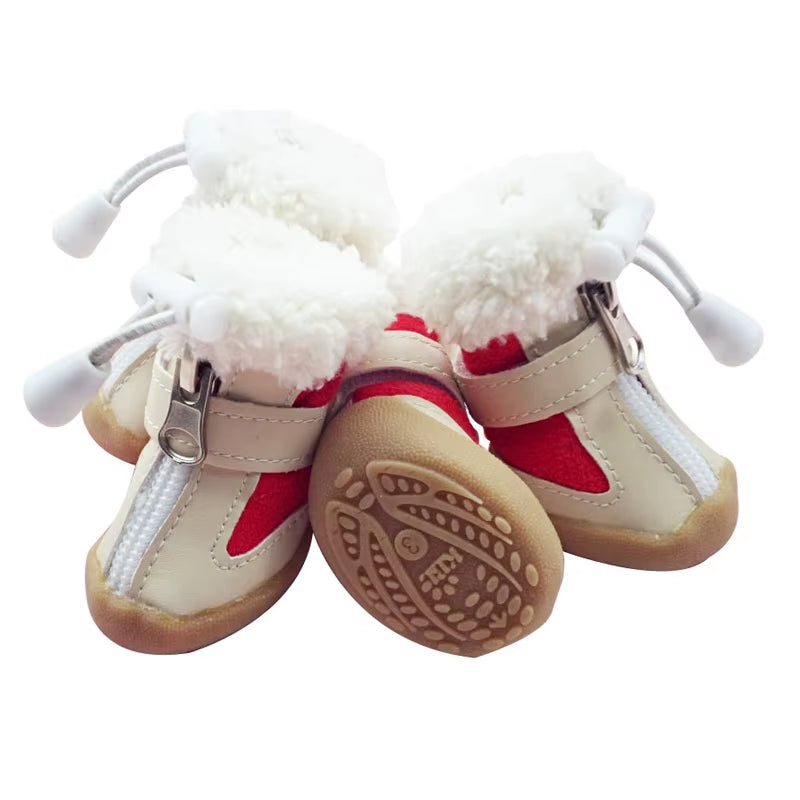 Winter Dog Boots Set | 4-Piece Anti-Slip Warm Boots for Small Dogs