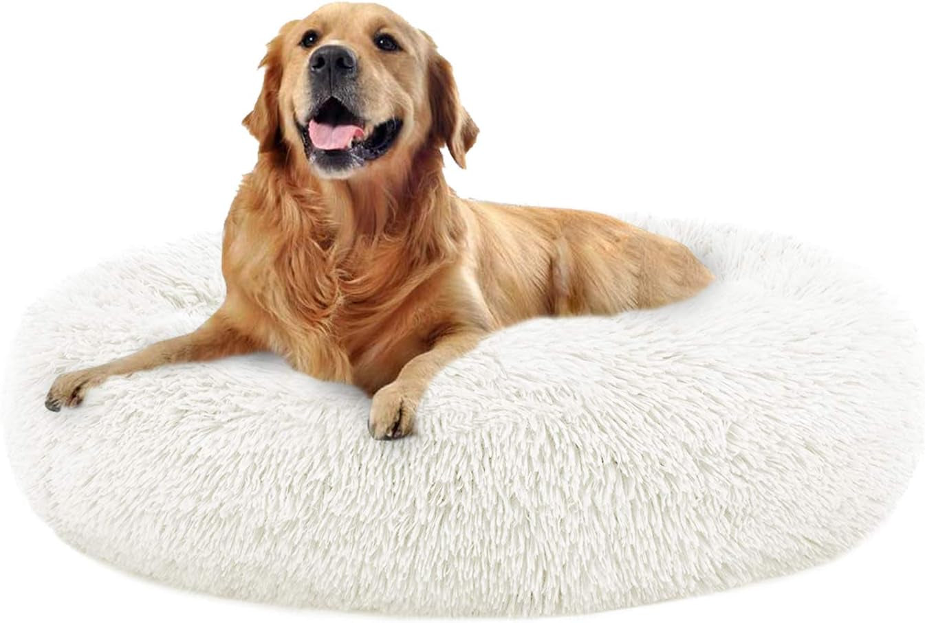 Fluffy Calming Dog Bed | Ultra Soft Washable Donut Bed for Dogs