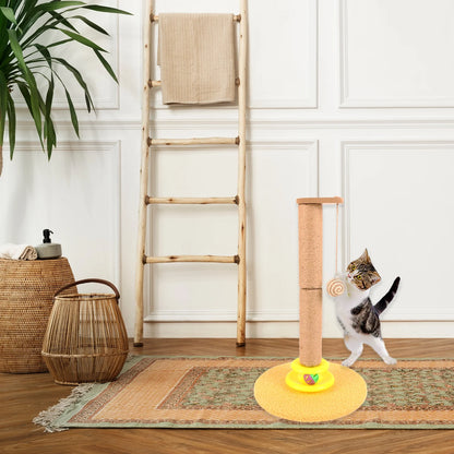 Sisal Cat Scratching Post | Interactive Scratcher with Hanging Toys