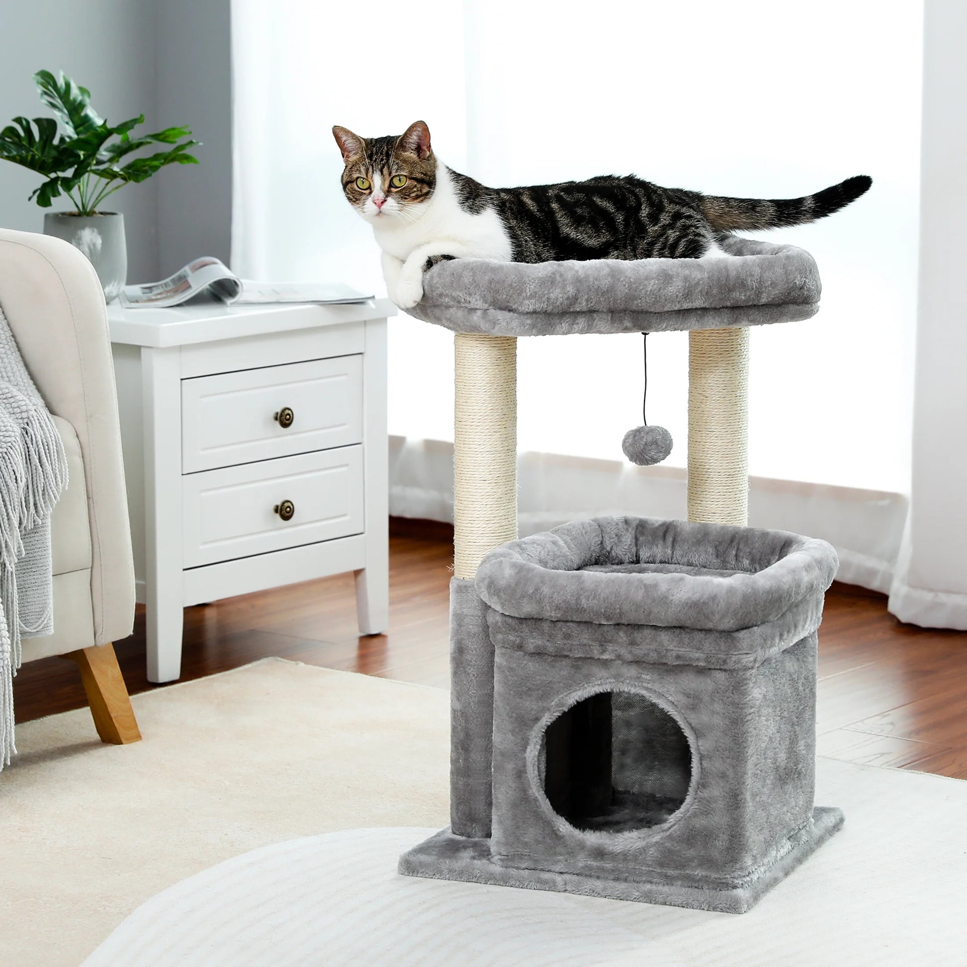 27" Cat Tree Tower | Multi-Level Cat Condo with Scratching Posts