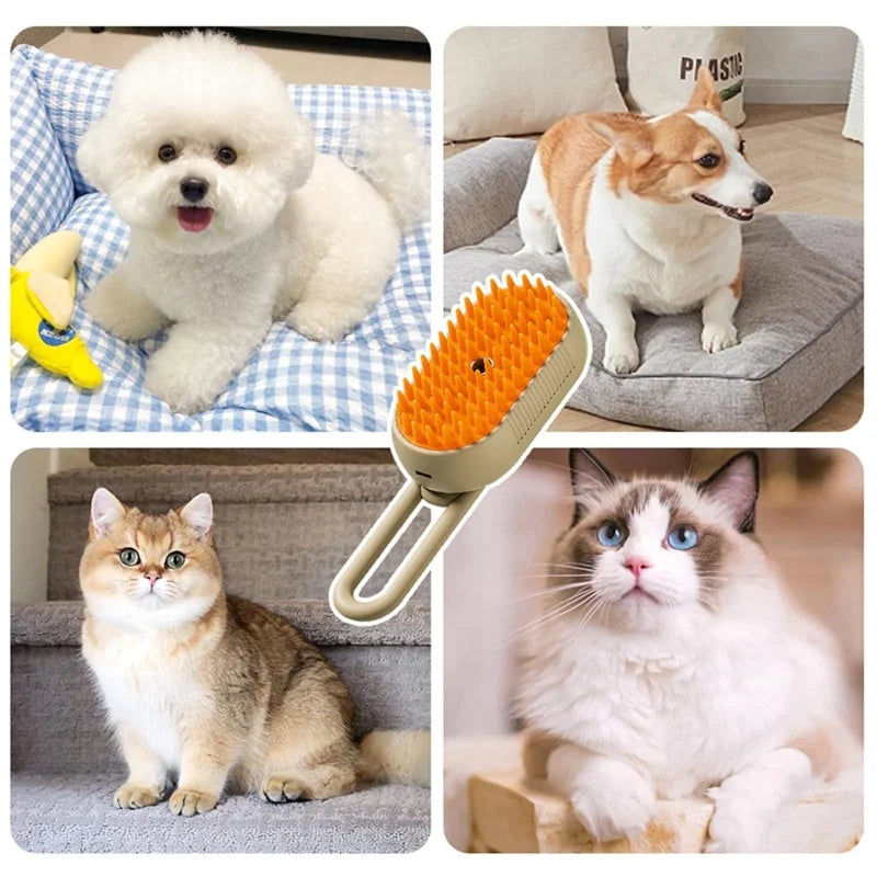 3-in-1 Steam Grooming Brush | Electric Pet Brush for Shedding & Massage