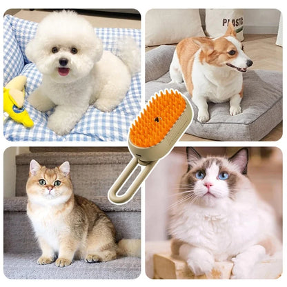 3-in-1 Steam Grooming Brush | Electric Pet Brush for Shedding & Massage
