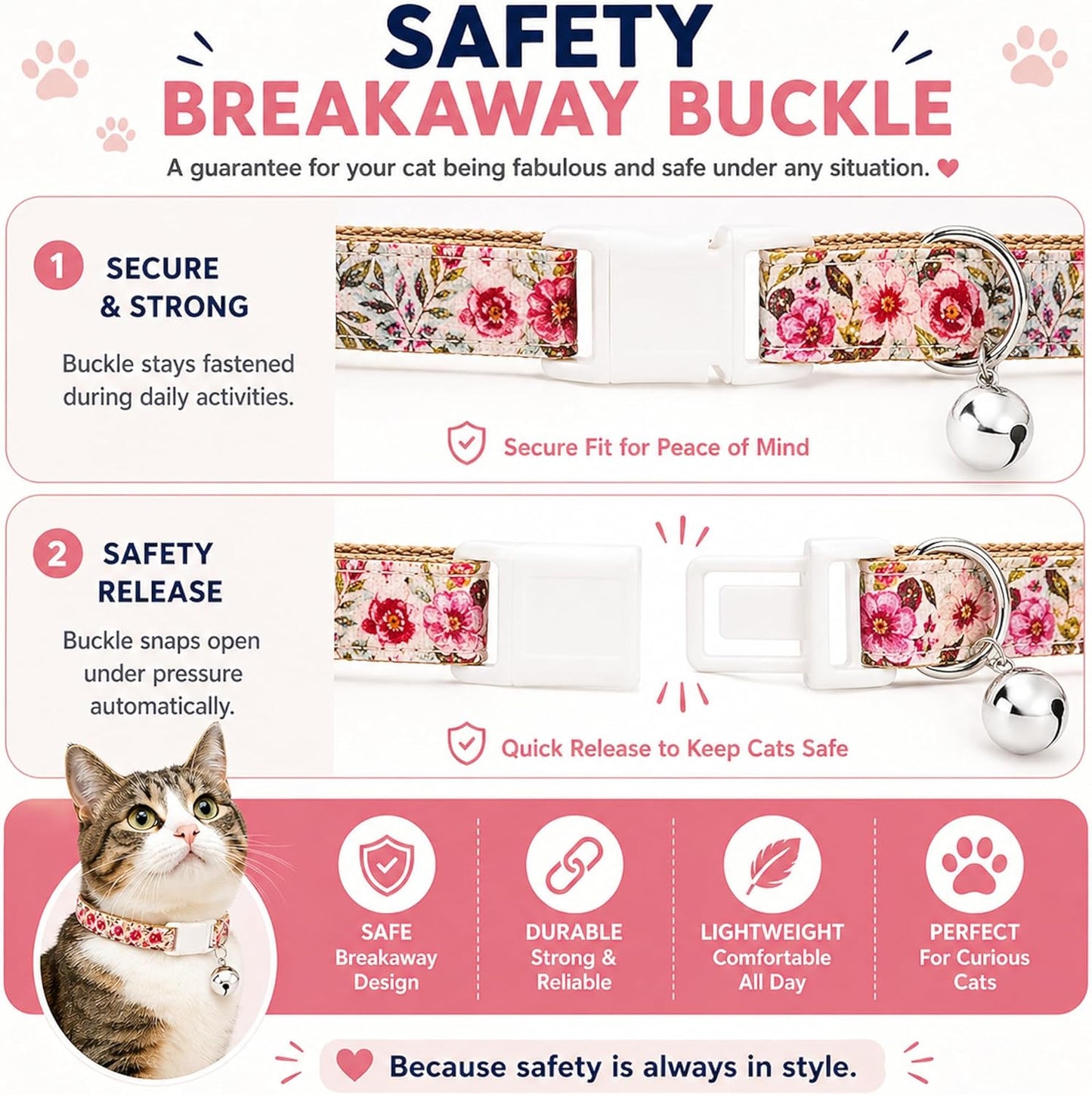 Summer Blooms Pet Collar | Adjustable Floral Collar for Cats, Puppies & Dogs