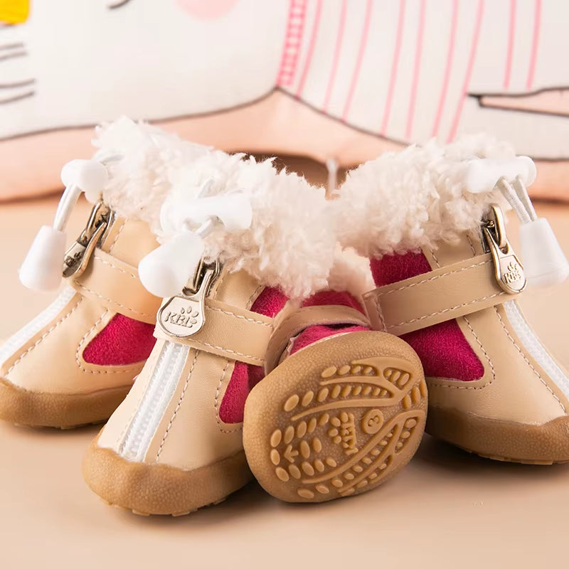 Winter Dog Boots Set | 4-Piece Anti-Slip Warm Boots for Small Dogs