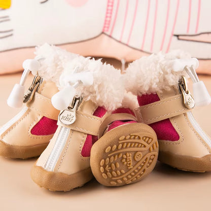 Winter Dog Boots Set | 4-Piece Anti-Slip Warm Boots for Small Dogs