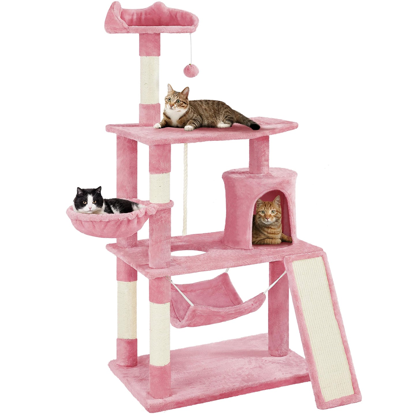 63.5” Multi-Level Cat Tree Condo with Hammock, Basket & Scratching Posts  Otra opción más llamativa: