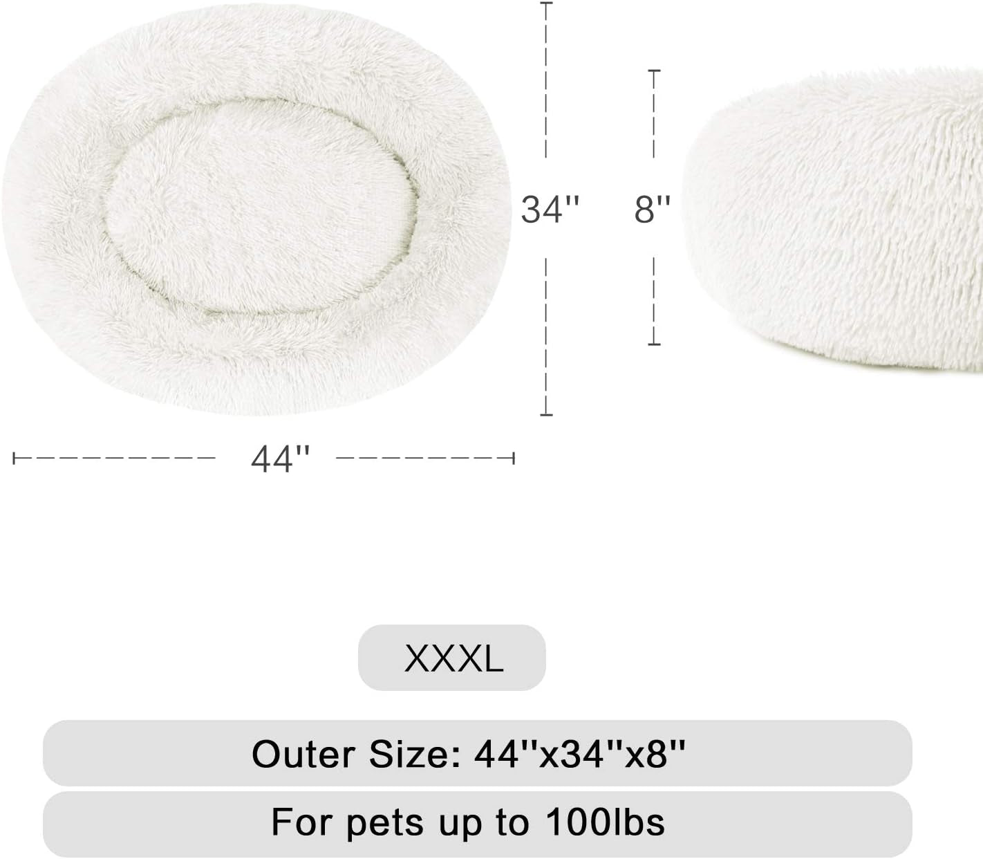 Fluffy Calming Dog Bed | Ultra Soft Washable Donut Bed for Dogs