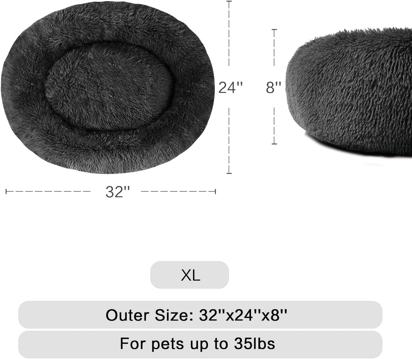 Luxury Calming Donut Dog Bed | Ultra Soft Faux Fur Self-Warming Bed