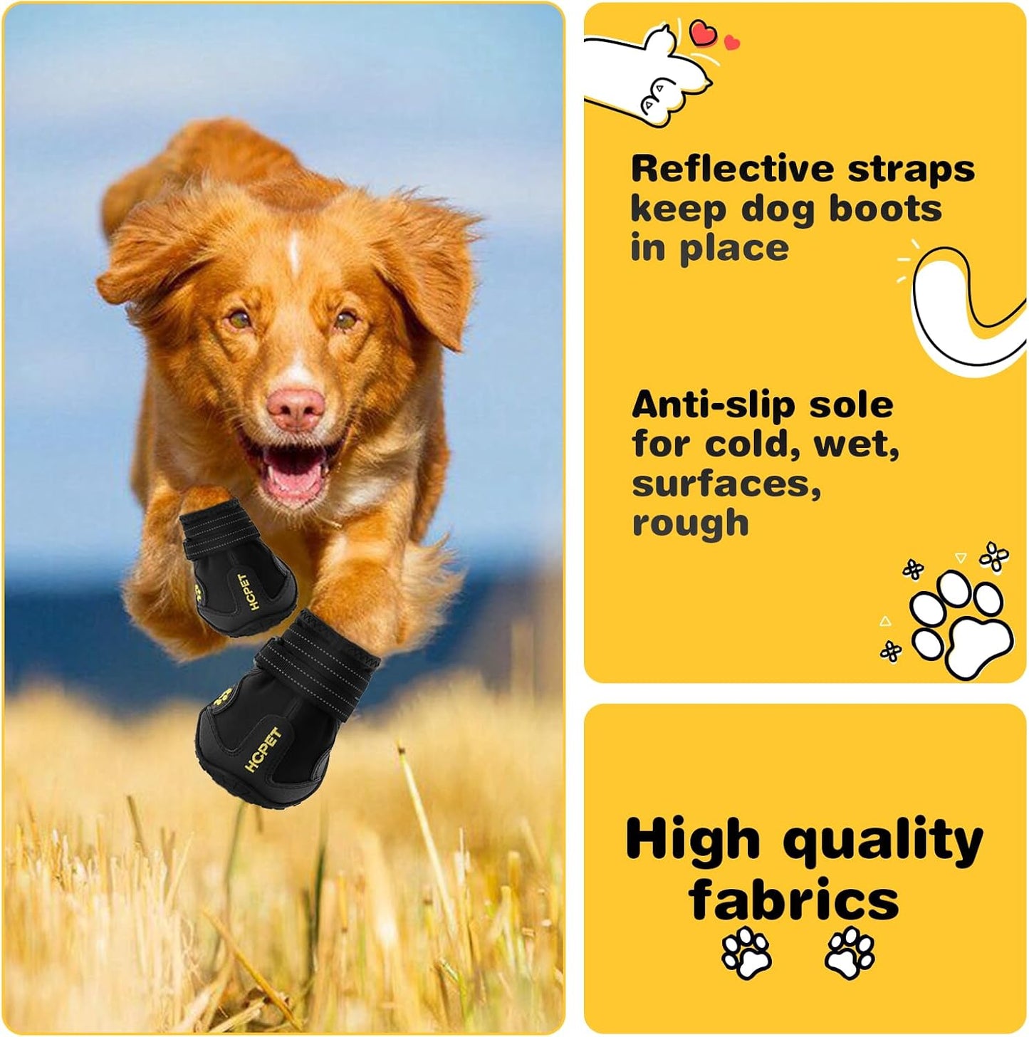 Reflective Dog Boots | Anti-Slip Paw Protectors for Medium & Large Dogs