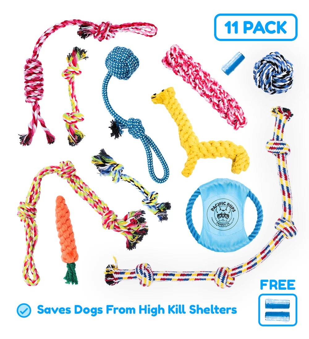 11-Piece Dog Rope Toy Set for Small & Medium Dogs | Interactive Chew & Tug Toys
