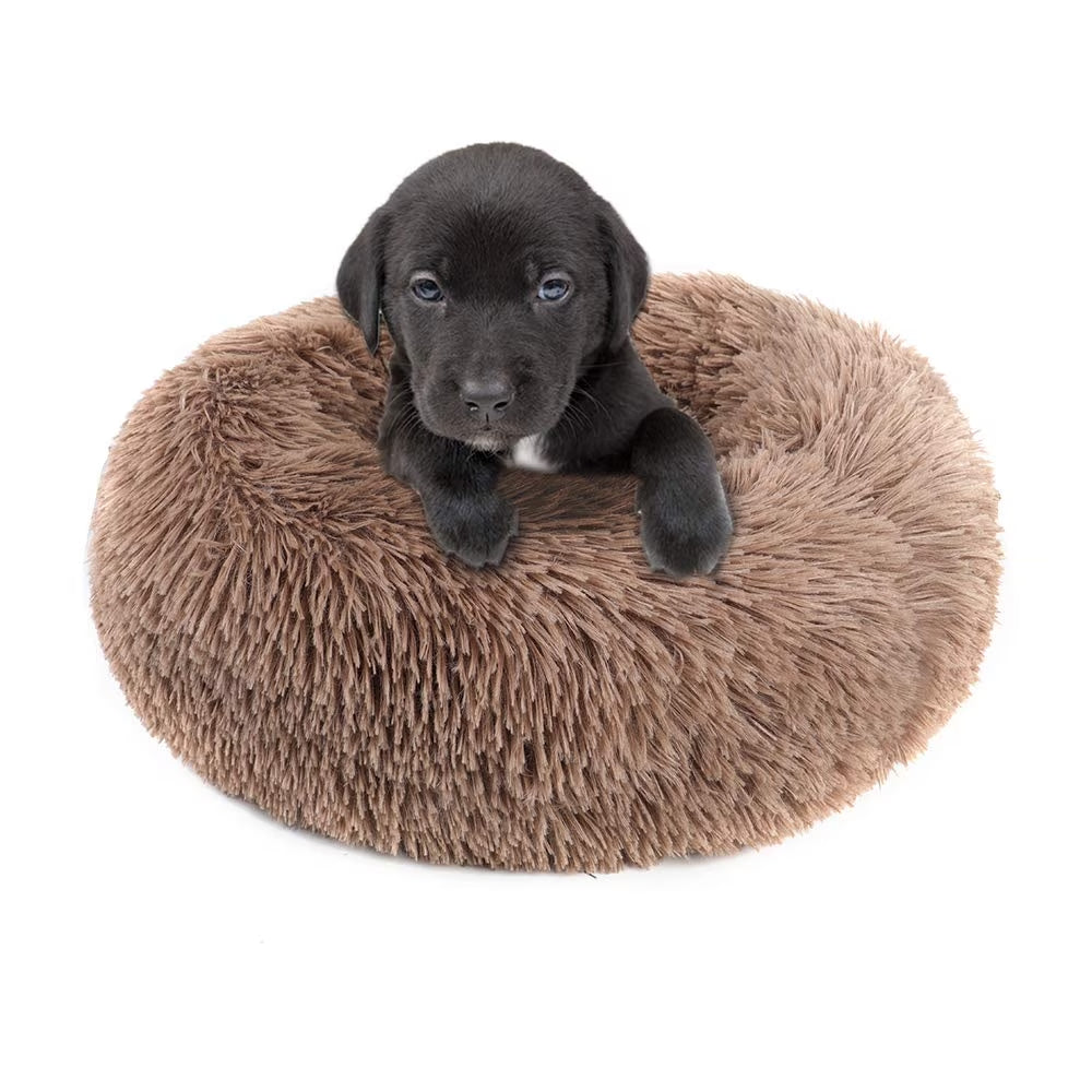Round Plush Pet Bed | Ultra Soft Calming Bed for Dogs