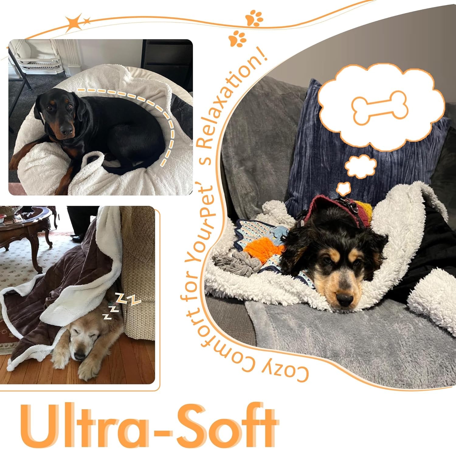 Large Dog Blanket | Ultra Soft Fleece Throw for Beds, Sofas & Travel