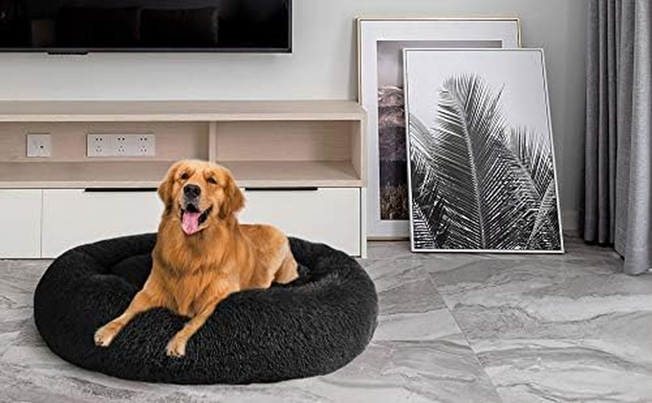 Luxury Calming Donut Dog Bed | Ultra Soft Faux Fur Self-Warming Bed