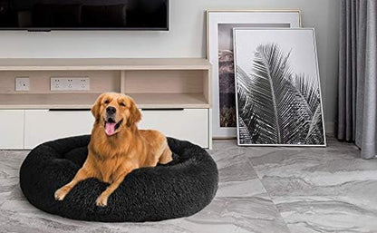 Luxury Calming Donut Dog Bed | Ultra Soft Faux Fur Self-Warming Bed