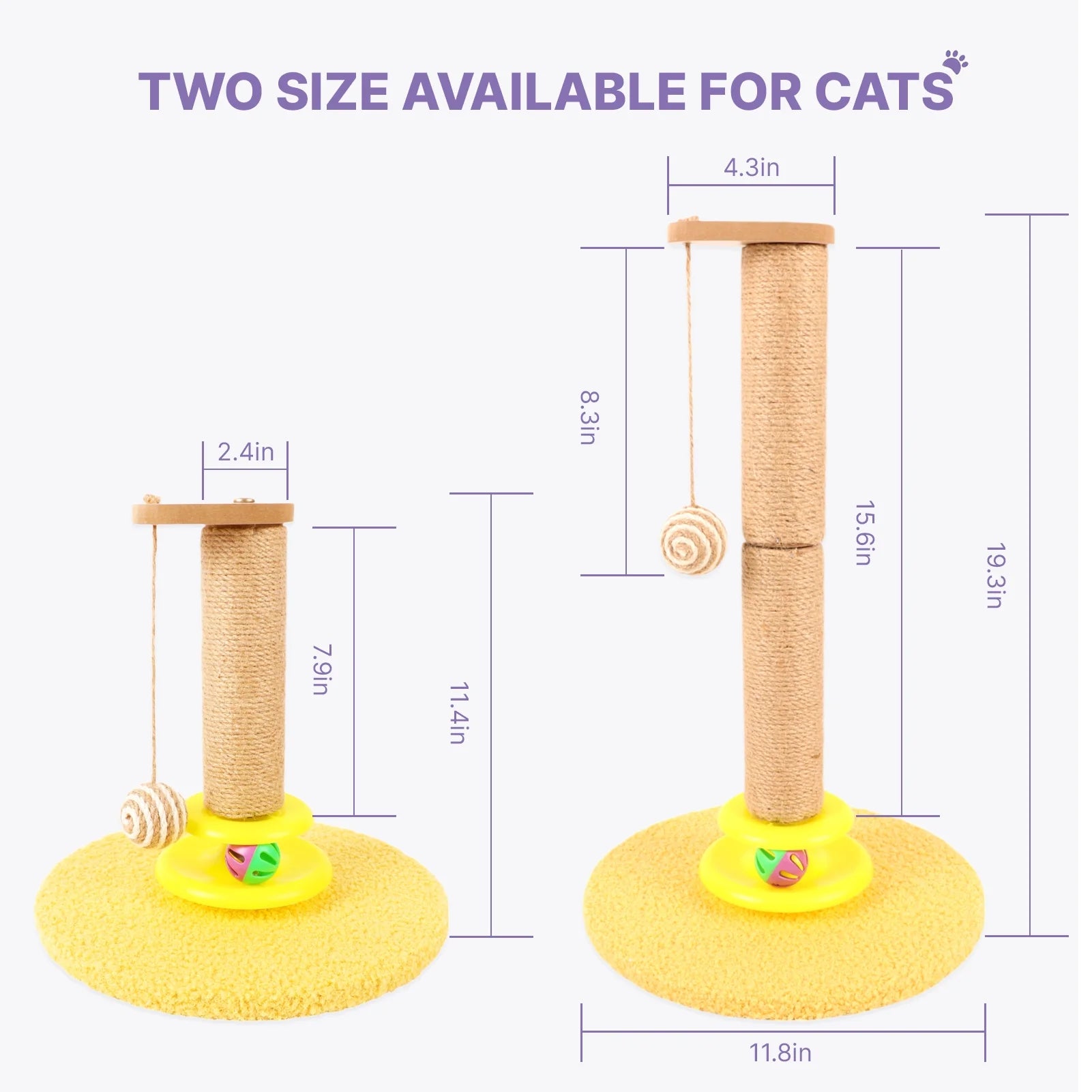 Sisal Cat Scratching Post | Interactive Scratcher with Hanging Toys