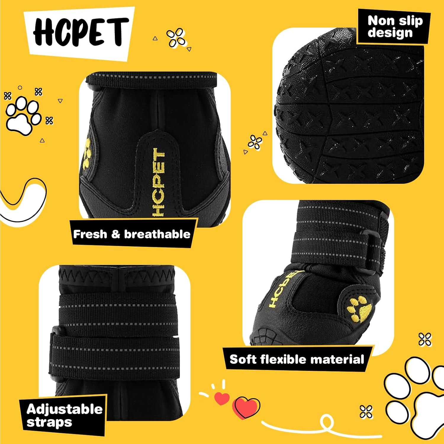 Reflective Dog Boots | Anti-Slip Paw Protectors for Medium & Large Dogs