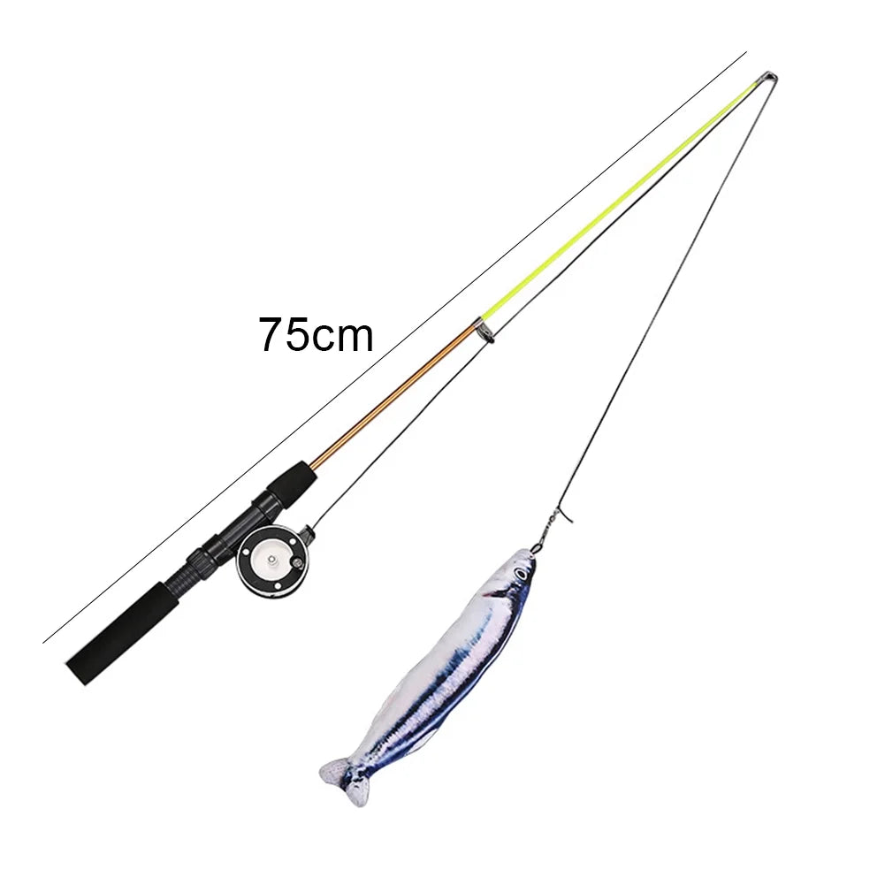 Interactive Cat Fishing Wand Toy | Retractable Feather Teaser with Reel