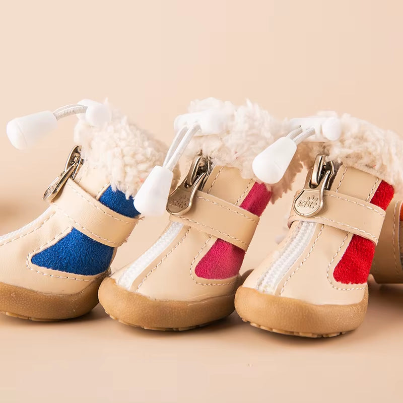 Winter Dog Boots Set | 4-Piece Anti-Slip Warm Boots for Small Dogs