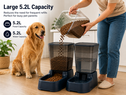 5.2L Automatic Pet Food & Water Dispenser Set