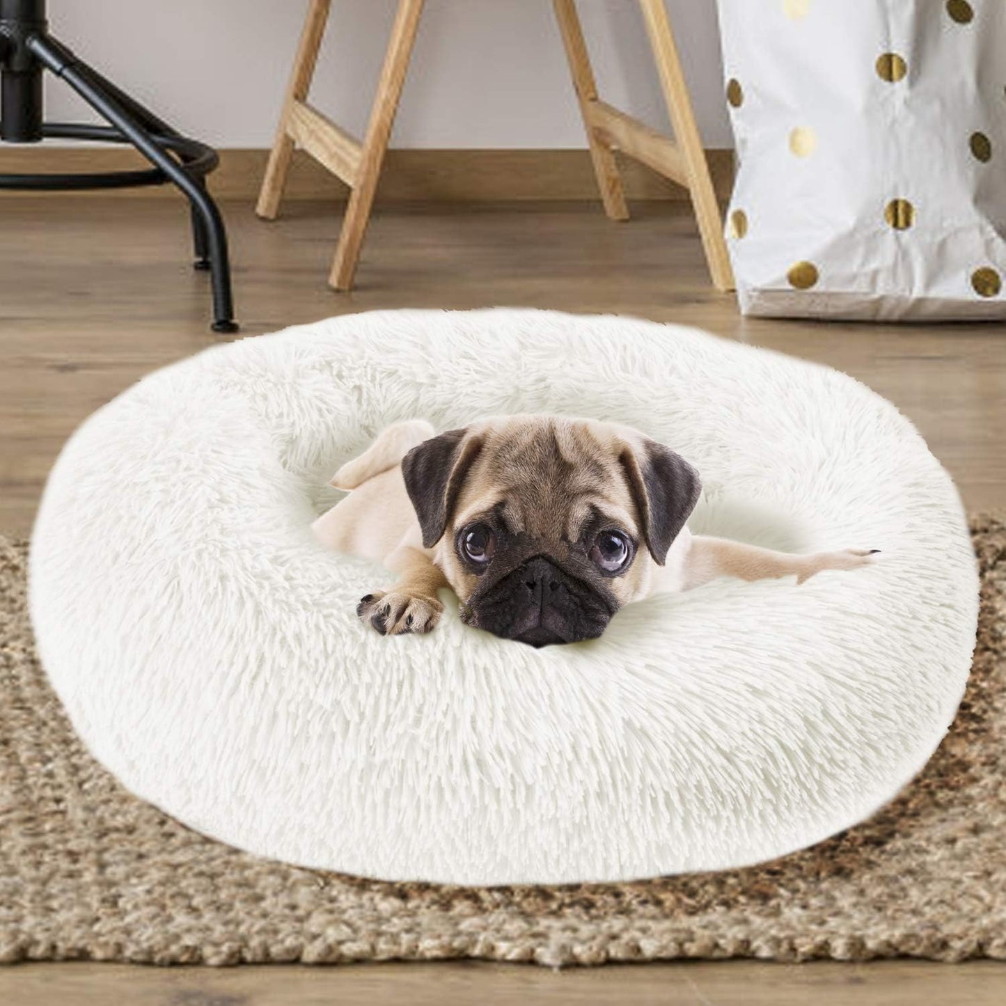 Fluffy Calming Dog Bed | Ultra Soft Washable Donut Bed for Dogs