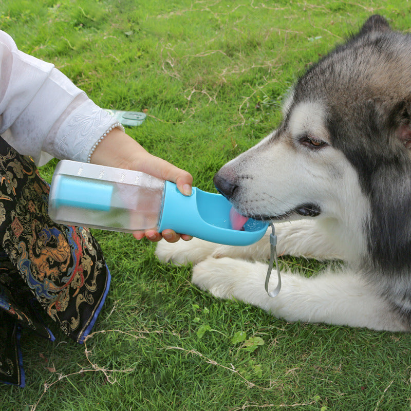 3-in-1 Portable Pet Water Bottle – Food Container, Water Dispenser & Poop Bag Holder