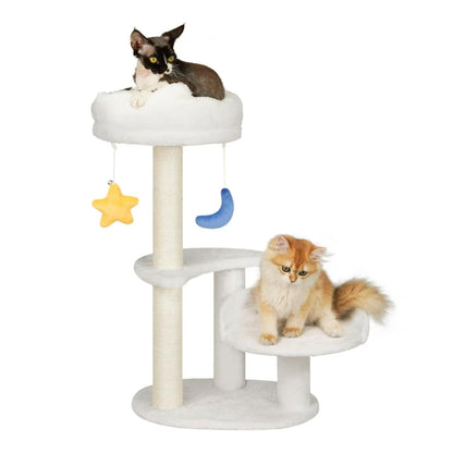 Cloud Cat Tree with Scratching Post, Cozy Bed & Dangling Toys