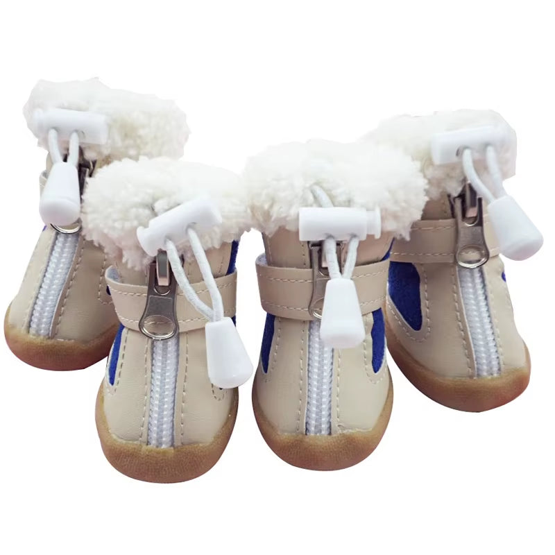 Winter Dog Boots Set | 4-Piece Anti-Slip Warm Boots for Small Dogs