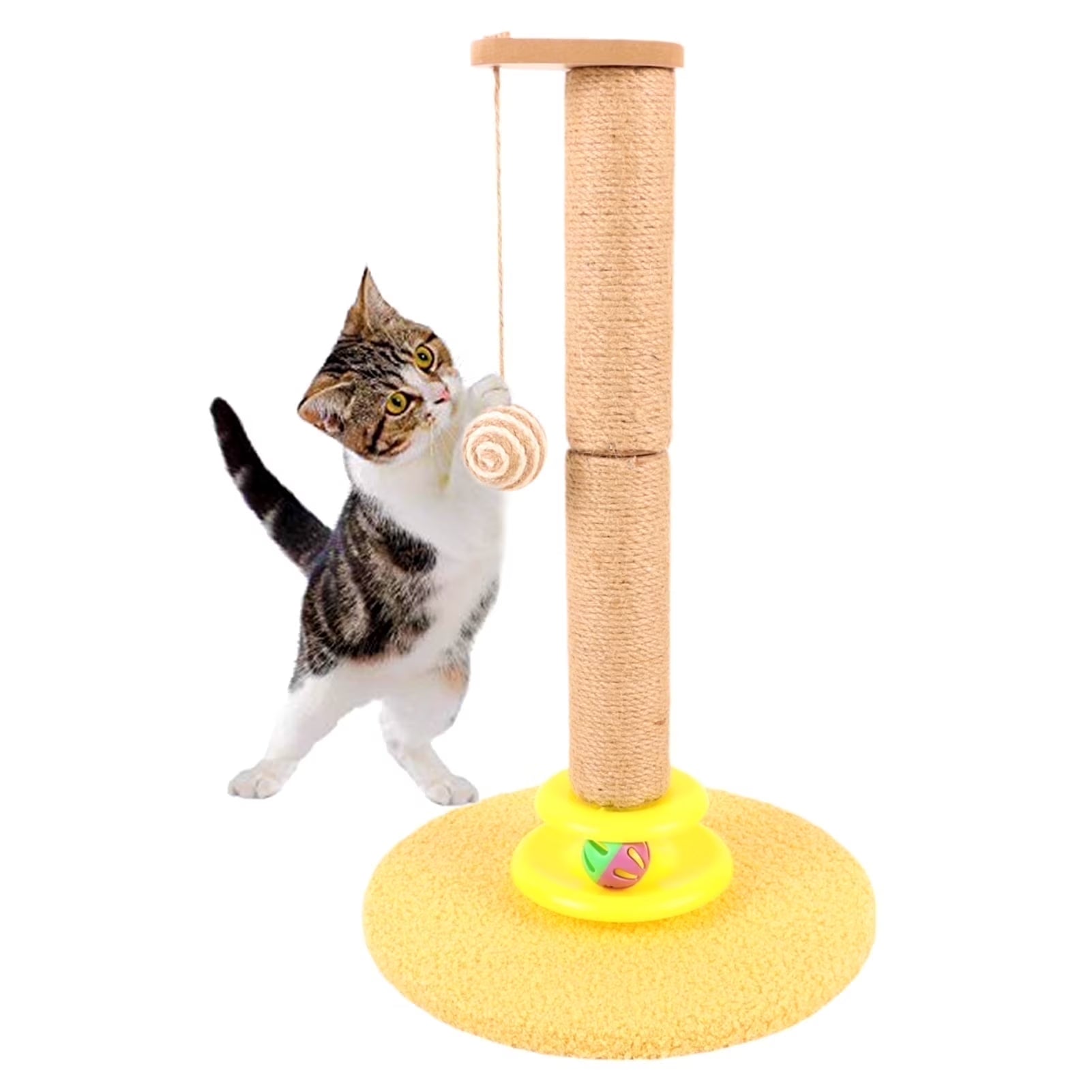 Sisal Cat Scratching Post | Interactive Scratcher with Hanging Toys