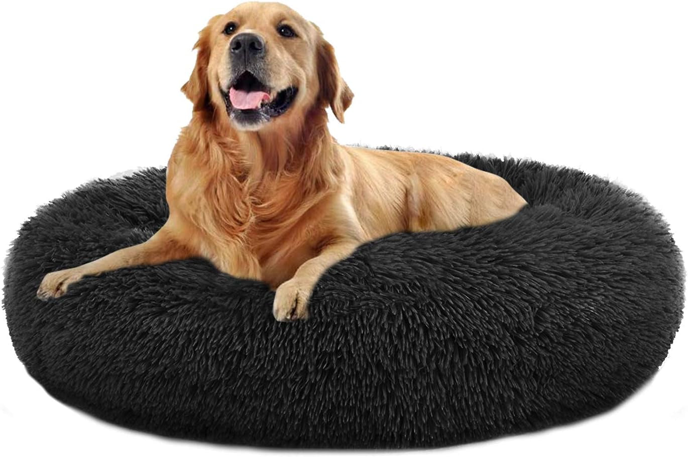 Luxury Calming Donut Dog Bed | Ultra Soft Faux Fur Self-Warming Bed