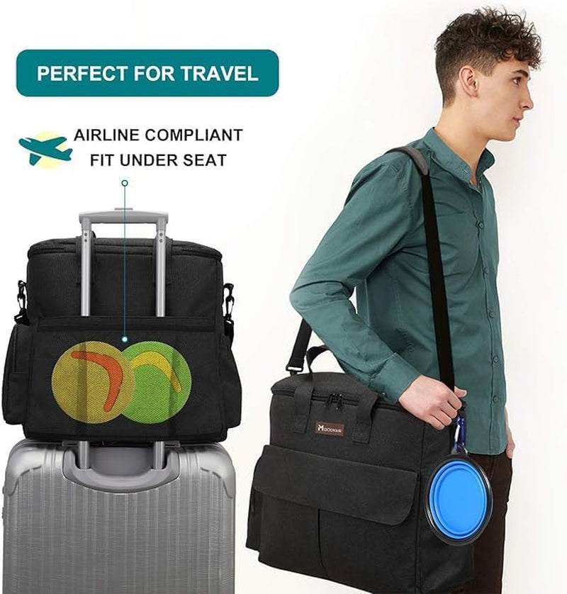 Dog Travel Bag Set | Weekend Travel Organizer with Food Containers & Collapsible Bowls