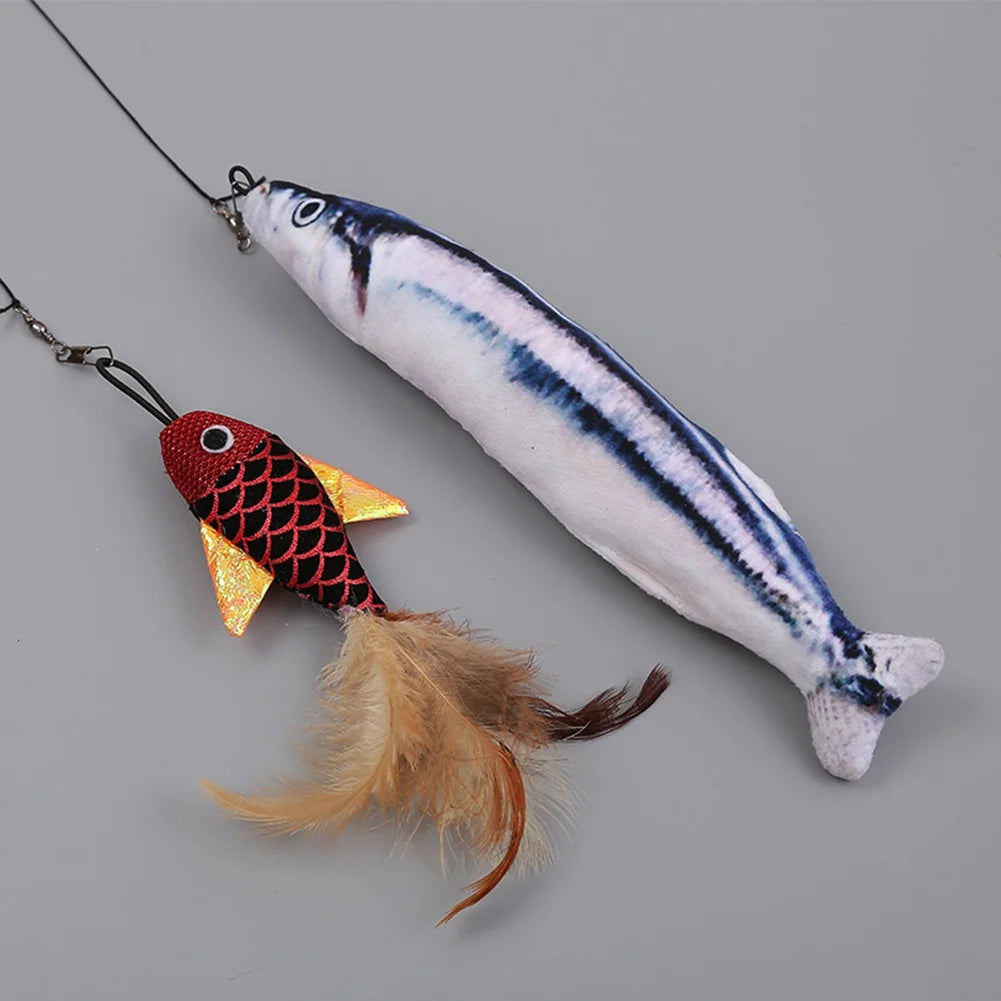 Interactive Cat Fishing Wand Toy | Retractable Feather Teaser with Reel